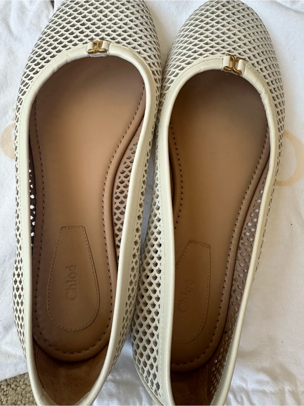 Chloe Marcie Ballet Flat 8 B Eggshell - Picture 5 of 9